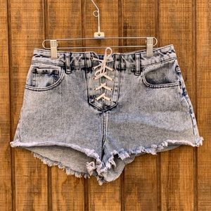 Pacsun High Rise Festival Lace Up Jean Short